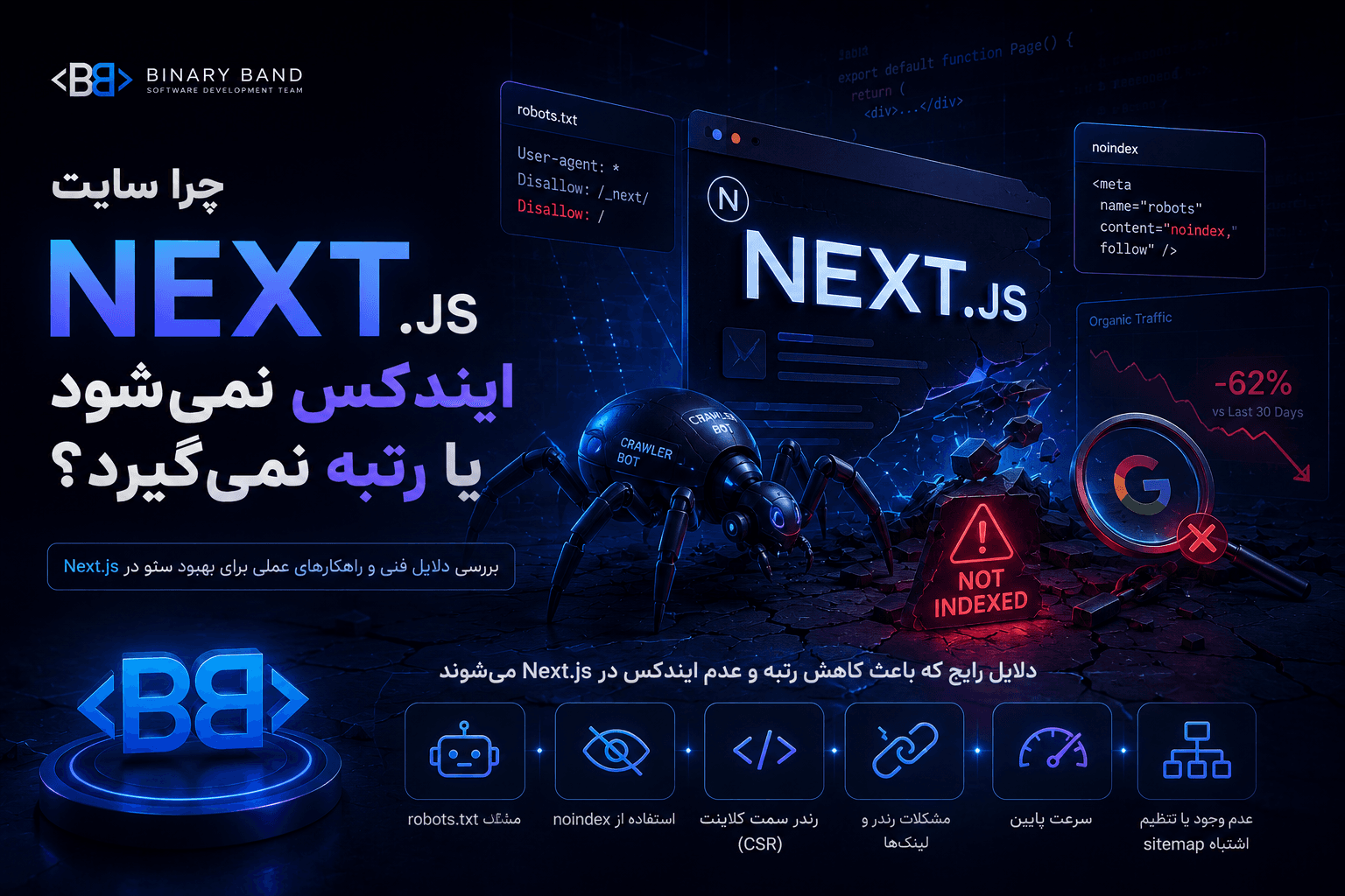 چرا سایت Next.js ایندکس نمی‌شود یا رتبه نمی‌گیرد؟